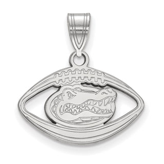 Sterling Silver Rhodium-plated LogoArt University of Florida Gator Football Pendant