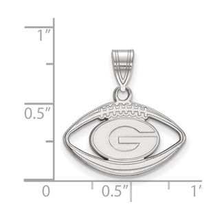 Sterling Silver Rhodium-plated LogoArt University of Georgia Letter G Football Pendant SS018UGA