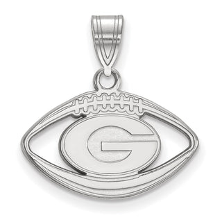 Sterling Silver Rhodium-plated LogoArt University of Georgia Letter G Football Pendant SS018UGA