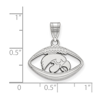 Sterling Silver Rhodium-plated LogoArt University of Iowa Hawk Football Pendant