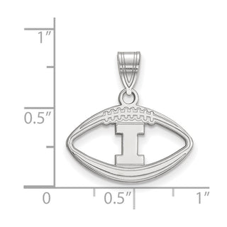 Sterling Silver Rhodium-plated LogoArt University of Illinois Letter I Football Pendant