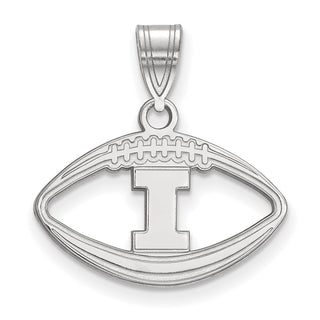 Sterling Silver Rhodium-plated LogoArt University of Illinois Letter I Football Pendant