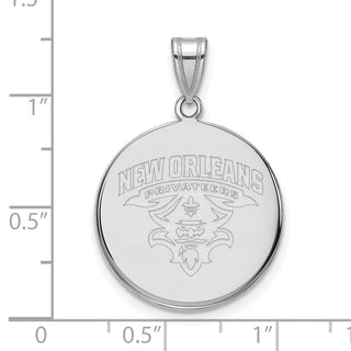 Sterling Silver Rhodium-plated LogoArt University of New Orleans U-N-O Large Disc Pendant
