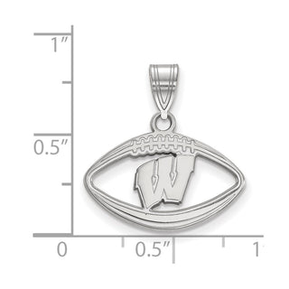 Sterling Silver Rhodium-plated LogoArt University of Wisconsin Football Pendant