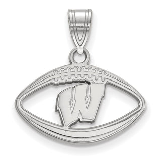 Sterling Silver Rhodium-plated LogoArt University of Wisconsin Football Pendant
