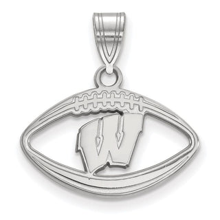 Sterling Silver Rhodium-plated LogoArt University of Wisconsin Football Pendant