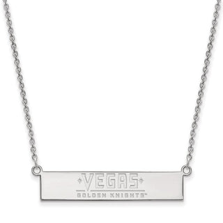 Sterling Silver Rhodium-plated NHL LogoArt NHL Vegas Golden Knights Small Bar 18 inch Necklace