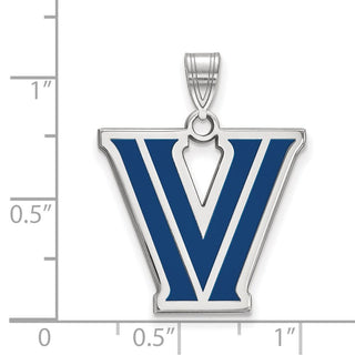 Sterling Silver Rhodium-plated LogoArt Villanova University Letter V Large Enameled Pendant