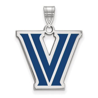 Sterling Silver Rhodium-plated LogoArt Villanova University Letter V Large Enameled Pendant