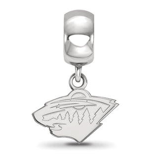 Sterling Silver Rhodium-plated NHL LogoArt Minnesota Wild Extra Small Dangle Bead