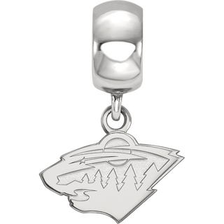 Sterling Silver Rhodium-plated NHL LogoArt Minnesota Wild Extra Small Dangle Bead