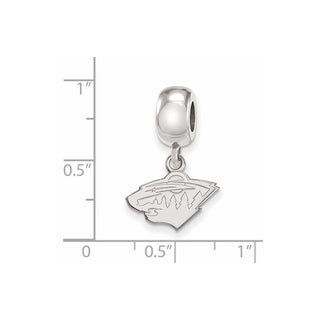 Sterling Silver Rhodium-plated NHL LogoArt Minnesota Wild Extra Small Dangle Bead