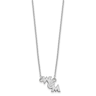 Sterling Silver Rhodium-plated LogoArt College of William and Mary Small Pendant 18 inch Necklace