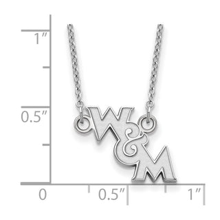 Sterling Silver Rhodium-plated LogoArt College of William and Mary Small Pendant 18 inch Necklace