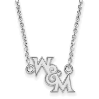 Sterling Silver Rhodium-plated LogoArt College of William and Mary Small Pendant 18 inch Necklace