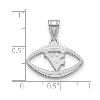 Sterling Silver Rhodium-plated LogoArt West Virginia University W-V Football Pendant SS018WVU
