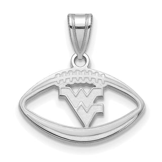 Sterling Silver Rhodium-plated LogoArt West Virginia University W-V Football Pendant SS018WVU