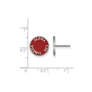 Sterling Silver Rhodium-plated LogoArt Alpha Chi Omega Sorority Text Color Enamel Post Earrings SS019ACO