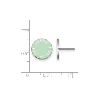 Sterling Silver Rhodium-plated LogoArt Alpha Epsilon Phi Sorority Text Color Enamel Post Earrings SS019AEP
