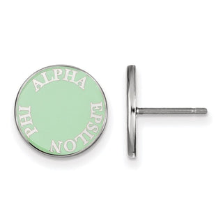 Sterling Silver Rhodium-plated LogoArt Alpha Epsilon Phi Sorority Text Color Enamel Post Earrings SS019AEP