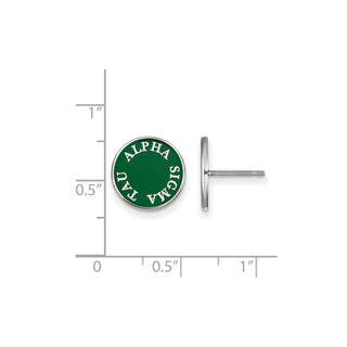 Sterling Silver Rhodium-plated LogoArt Alpha Sigma Tau Sorority Text Color Enamel Post Earrings SS019ALS