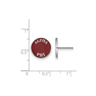 Sterling Silver Rhodium-plated LogoArt Alpha Phi Sorority Text Color Enamel Post Earrings SS019APH