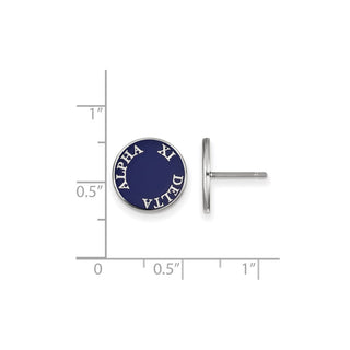 Sterling Silver Rhodium-plated LogoArt Alpha Xi Delta Sorority Text Color Enamel Post Earrings SS019AXD
