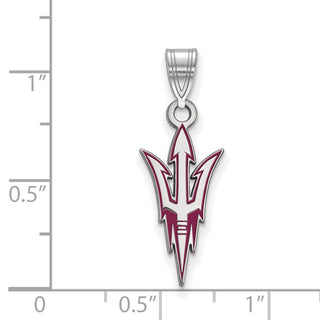 Sterling Silver Rhodium-plated LogoArt Arizona State University Pitchfork Large Enameled Pendant
