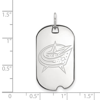 Sterling Silver Rhodium-plated NHL LogoArt Columbus Blue Jackets Small Dog Tag Pendant