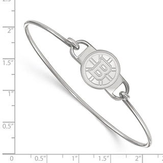 Sterling Silver Rhodium-plated NHL LogoArt Boston Bruins Small Center 7 inch Wire Bangle Bracelet