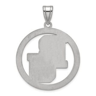 Sterling Silver Rhodium-plated LogoArt Baylor University Bears Extra Large Circle Pendant