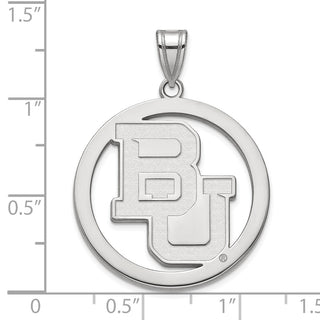 Sterling Silver Rhodium-plated LogoArt Baylor University Bears Extra Large Circle Pendant