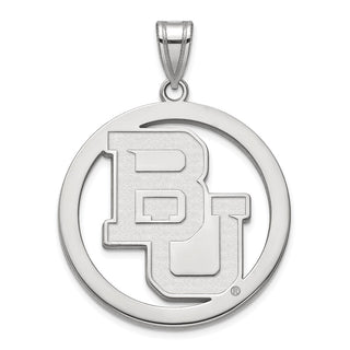 Sterling Silver Rhodium-plated LogoArt Baylor University Bears Extra Large Circle Pendant