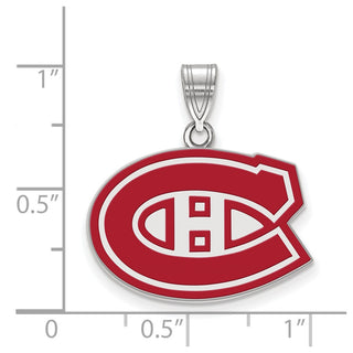 Sterling Silver Rhodium-plated NHL LogoArt Montreal Canadiens Medium Enameled Pendant