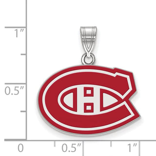 Sterling Silver Rhodium-plated NHL LogoArt Montreal Canadiens Medium Enameled Pendant