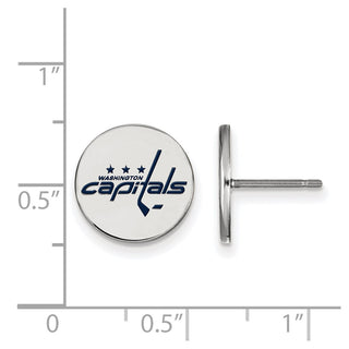 Sterling Silver Rhodium-plated NHL LogoArt Washington Capitals Small Enameled Disc Post Earrings