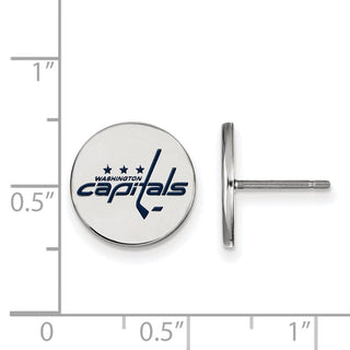 Sterling Silver Rhodium-plated NHL LogoArt Washington Capitals Small Enameled Disc Post Earrings
