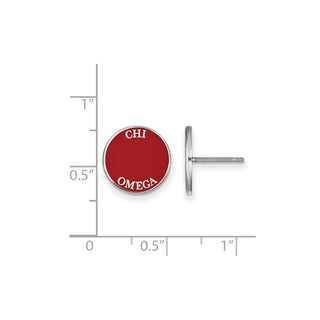 Sterling Silver Rhodium-plated LogoArt Chi Omega Sorority Text Color Enamel Post Earrings SS019CHO
