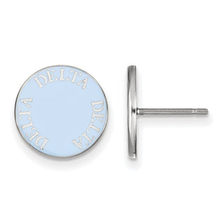 Sterling Silver Rhodium-plated LogoArt Delta Delta Delta Sorority Text Color Enamel Post Earrings SS019DDD