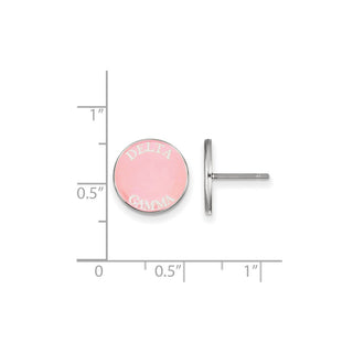 Sterling Silver Rhodium-plated LogoArt Delta Gamma Sorority Text Color Enamel Post Earrings SS019DG