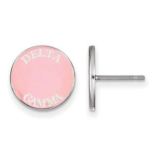Sterling Silver Rhodium-plated LogoArt Delta Gamma Sorority Text Color Enamel Post Earrings SS019DG