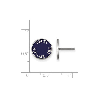 Sterling Silver Rhodium-plated LogoArt Delta Phi Epsilon Sorority Text Color Enamel Post Earrings SS019DPH
