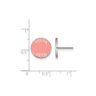 Sterling Silver Rhodium-plated LogoArt Delta Zeta Sorority Text Color Enamel Post Earrings SS019DZ