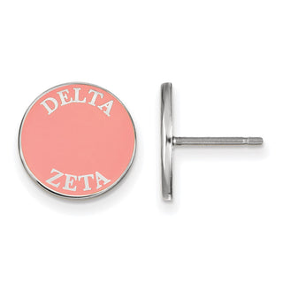 Sterling Silver Rhodium-plated LogoArt Delta Zeta Sorority Text Color Enamel Post Earrings SS019DZ