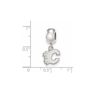 Sterling Silver Rhodium-plated NHL LogoArt Calgary Flames Letter C Extra Small Dangle Bead