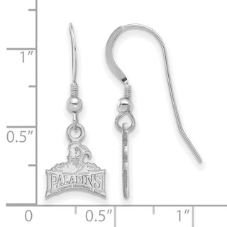 Sterling Silver Rhodium-plated LogoArt Furman University Paladins Extra Small Dangle Wire Earrings