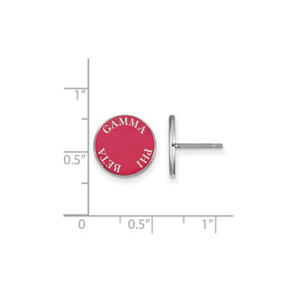 Sterling Silver Gamma Phi Beta Sorority Stud Earrings - Lettering Enamel, 12 x 12mm, Rhodium-Plated