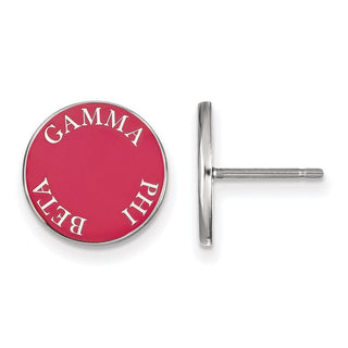 Sterling Silver Rhodium-plated LogoArt Gamma Phi Beta Sorority Text Color Enamel Post Earrings SS019GPB