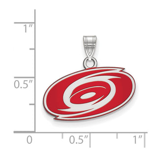 Sterling Silver Rhodium-plated NHL LogoArt Carolina Hurricanes Small Enameled Pendant