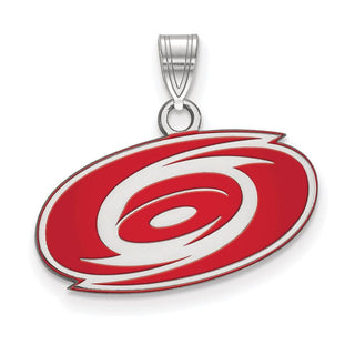 Sterling Silver Rhodium-plated NHL LogoArt Carolina Hurricanes Small Enameled Pendant